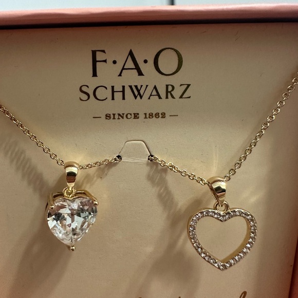 FAO Schwarz Gold Toned Heart & Soul Necklace Set - Picture 3 of 5